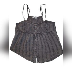 ☆O'NEILL Distressed Floral Embroidered Cropped Cami - Womens Large